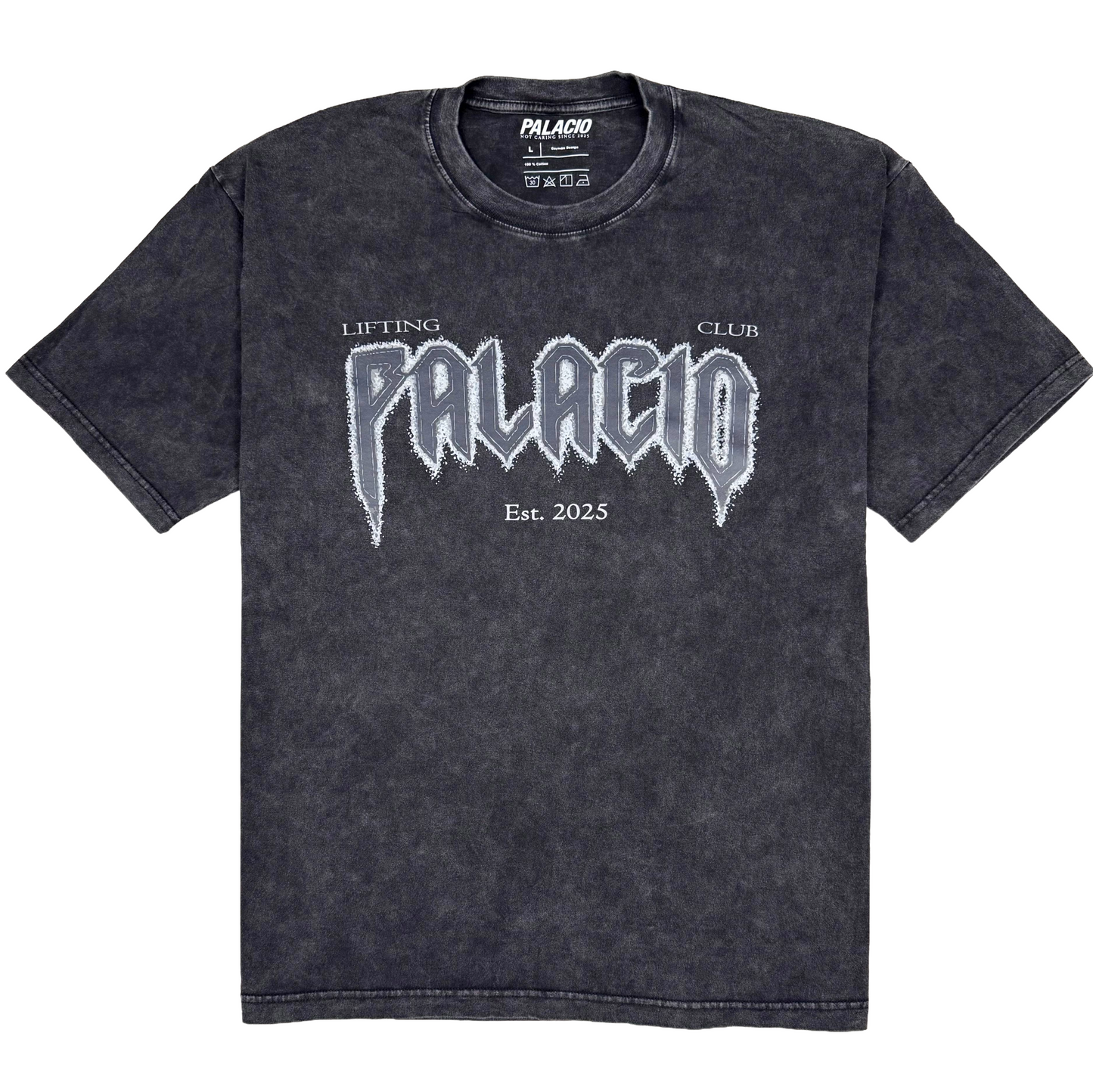 Palacio Acid Wash Series - Sprayed Black Crew Logo Shirt